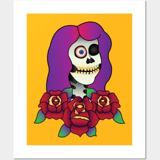 Skeleton and roses Posters and Art